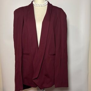 G.I.L.I. Women's Burgundy Draped Open Blazer
